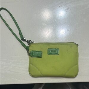 Coach Green Wristlet Clutch with Durable Design